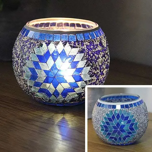 Skanto | Mosaik-Glas-Kerzenhalter für Wohnkultur