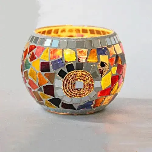 Skanto | Mosaik-Glas-Kerzenhalter für Wohnkultur
