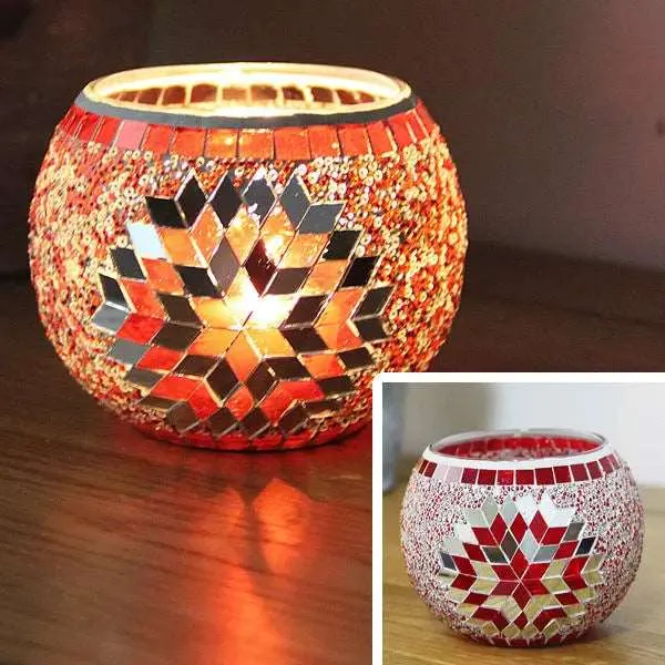Skanto | Mosaik-Glas-Kerzenhalter für Wohnkultur