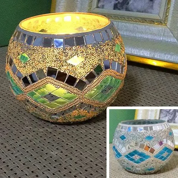 Skanto | Mosaik-Glas-Kerzenhalter für Wohnkultur