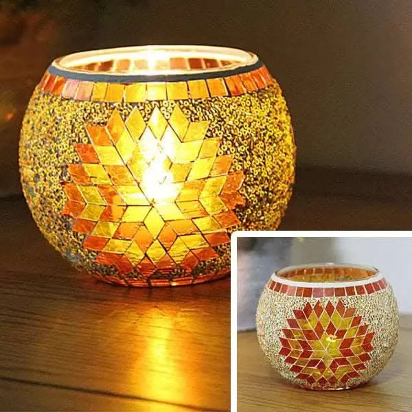 Skanto | Mosaik-Glas-Kerzenhalter für Wohnkultur