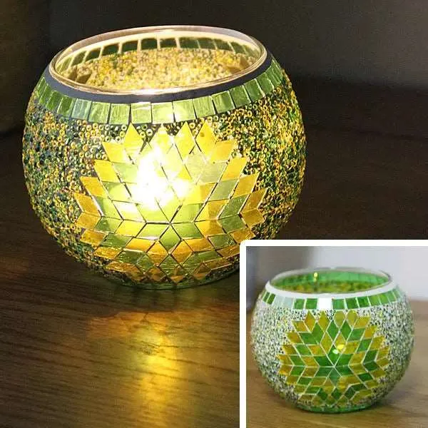 Skanto | Mosaik-Glas-Kerzenhalter für Wohnkultur