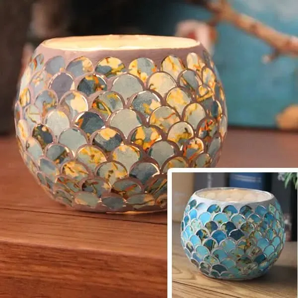 Skanto | Mosaik-Glas-Kerzenhalter für Wohnkultur