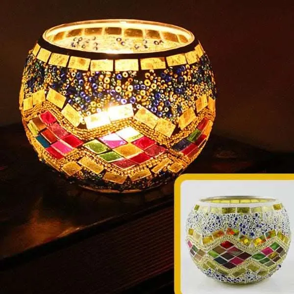 Skanto | Mosaik-Glas-Kerzenhalter für Wohnkultur