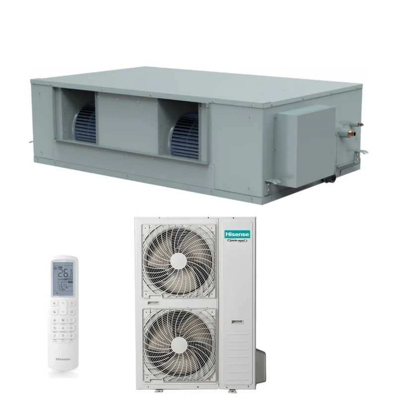 Climatiseur gainable Hisense Inverter série TURBO 68 000 BTU AUD200UX4RPH8 + AUW200U6RZ8 triphasé R-32 Wi-Fi en option avec télécommande de série