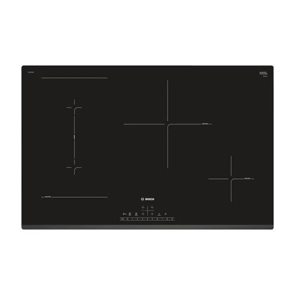 Plaque de cuisson à induction Bosch PVS831FB5E Série 6, 4 feux, vitrocéramique (L 80,2 x P 52,2 cm), noire