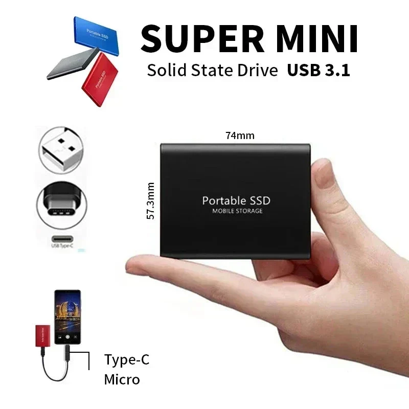 Skanto | TECHNOLOGIE | Skanto Superschnelle externe SSD 2TB | Mini SSD | Hochgeschwindigkeitsspeicher für Laptop und PC