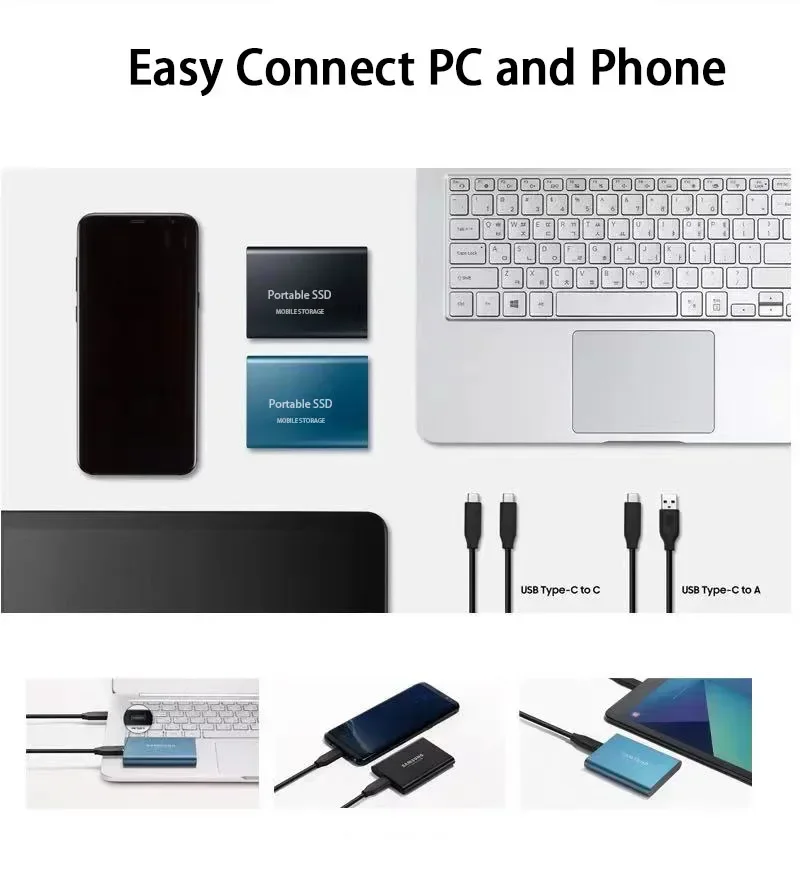 Skanto | TECHNOLOGIE | Skanto Superschnelle externe SSD 2TB | Mini SSD | Hochgeschwindigkeitsspeicher für Laptop und PC