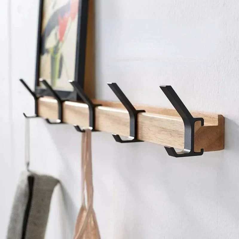 Skanto | Nordische Wandgarderobe mit beweglichen Haken – Schwarz