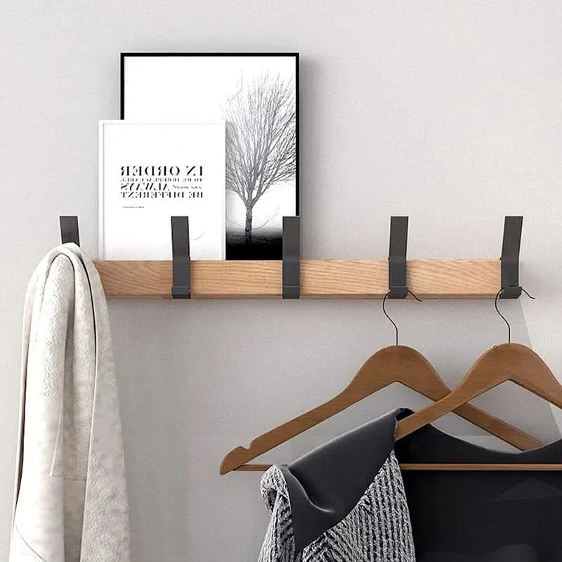 Skanto | Nordische Wandgarderobe mit beweglichen Haken – Schwarz