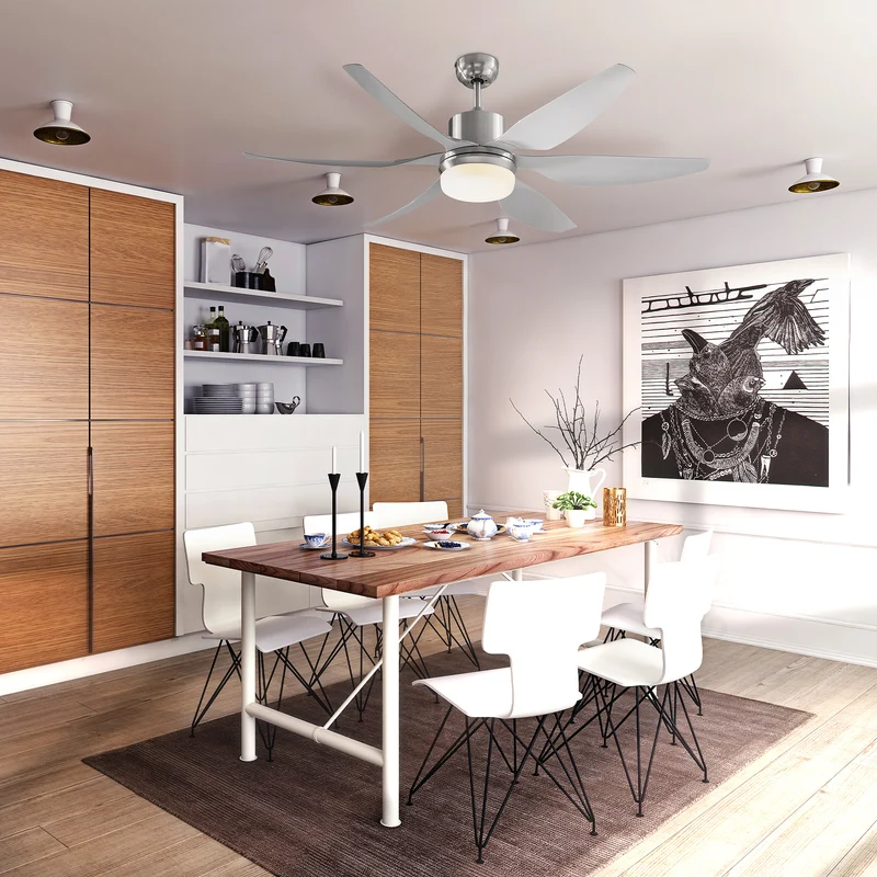 Easycomfort Ventilatore da Soffitto con Luce LED e Telecomando Incluso, 6 Velocità, Silenzioso e Reversibile, ?132x43cm