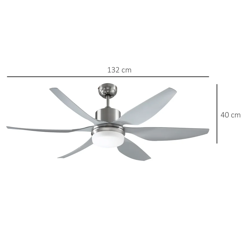 Easycomfort Ventilatore da Soffitto con Luce LED e Telecomando Incluso, 6 Velocità, Silenzioso e Reversibile, ?132x43cm