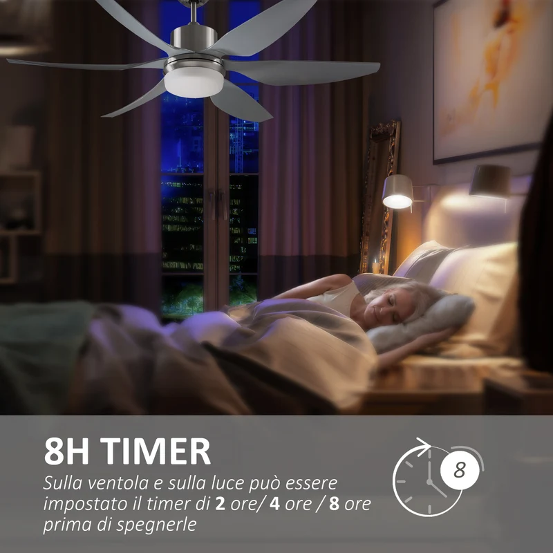 Easycomfort Ventilatore da Soffitto con Luce LED e Telecomando Incluso, 6 Velocità, Silenzioso e Reversibile, ?132x43cm