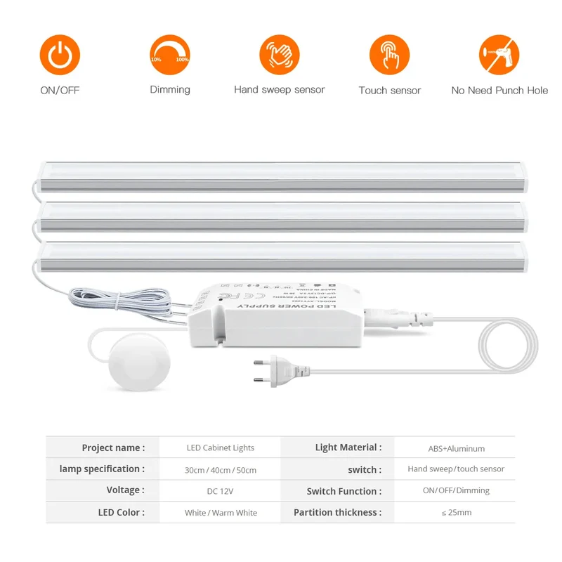 Bewegungssensor LED-Licht Kabellose Lichtleiste aus Holz und Aluminium | Skanto
