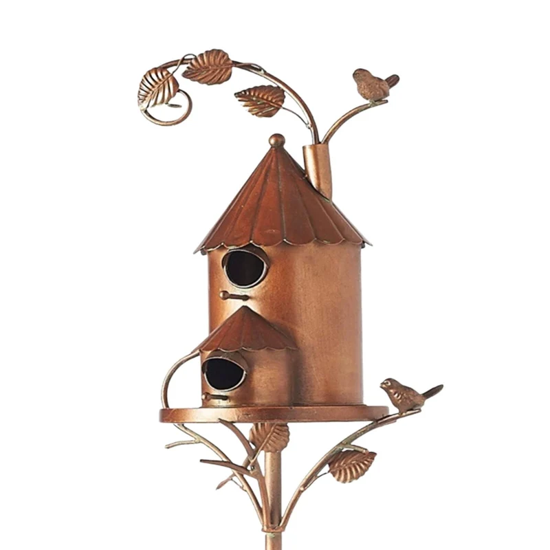 Skanto | Vogelhaus aus Metallkunst auf Gartenstecker