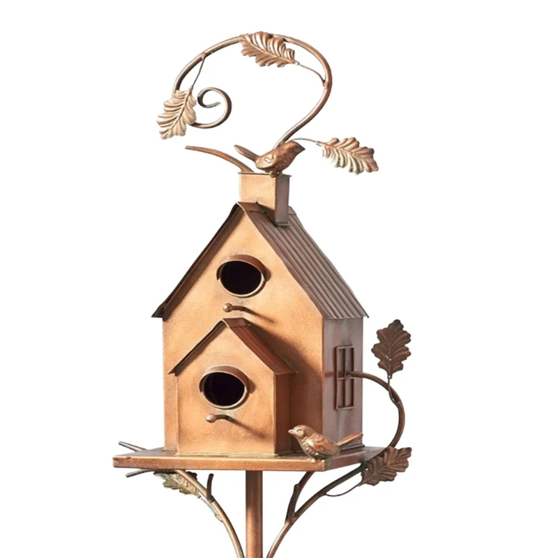 Skanto | Vogelhaus aus Metallkunst auf Gartenstecker