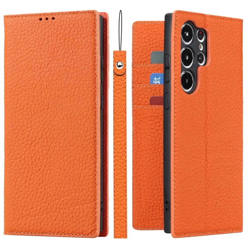 Echtleder-Brieftaschenhülle für Samsung Galaxy S23 Ultra Skanto