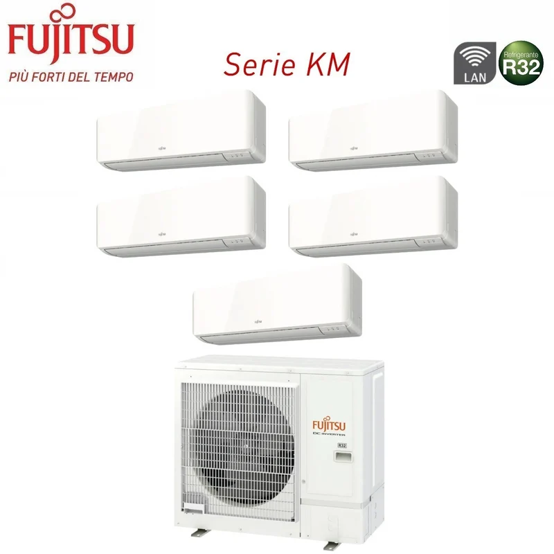 Climatiseur penta-split Fujitsu inverter série KM AIRSTAGE 9+9+12+12+12 avec AOEG36KBTA5 R-32 Wi-Fi intégré 9000+9000+12000+12000+12000