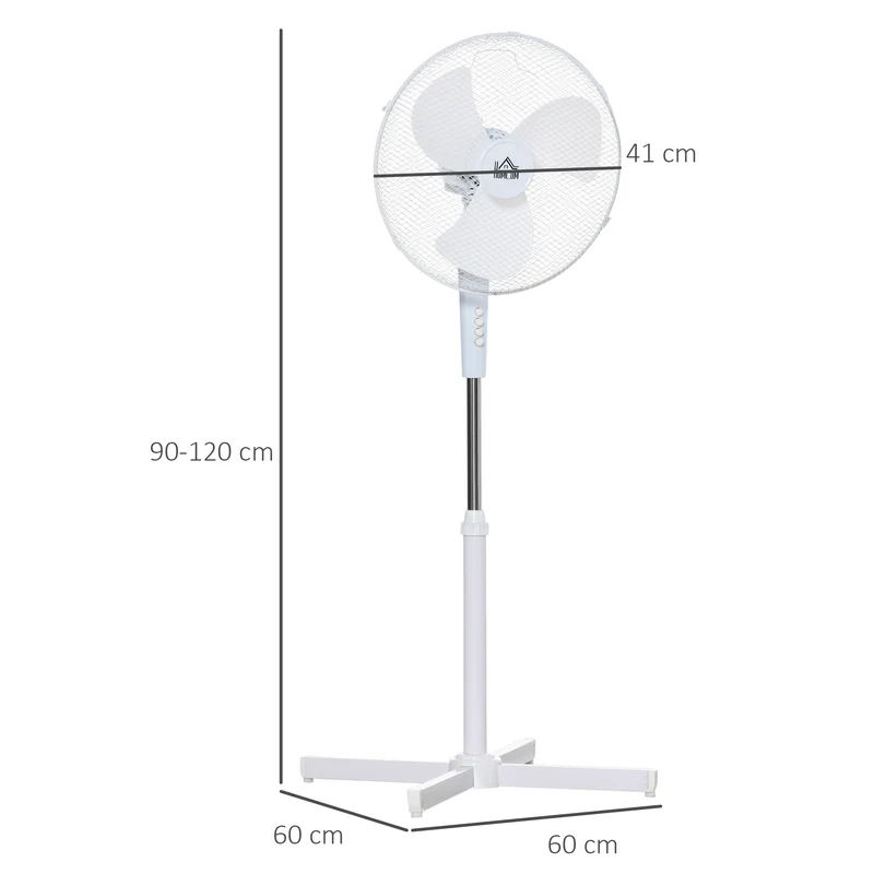 Easycomfort Ventilatore a Piantana a 3 Velocità con Inclinazione a 80°, 60x60x90-120cm
