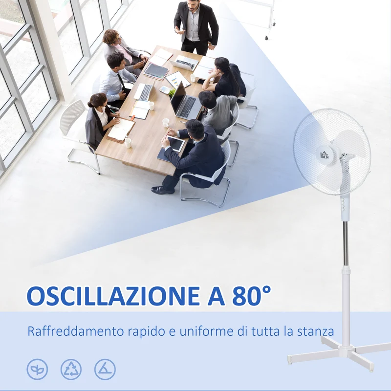 Easycomfort Ventilatore a Piantana a 3 Velocità con Inclinazione a 80°, 60x60x90-120cm
