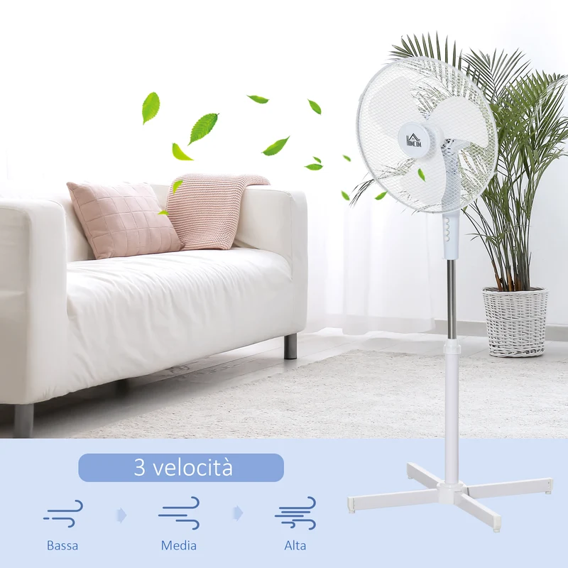 Easycomfort Ventilatore a Piantana a 3 Velocità con Inclinazione a 80°, 60x60x90-120cm