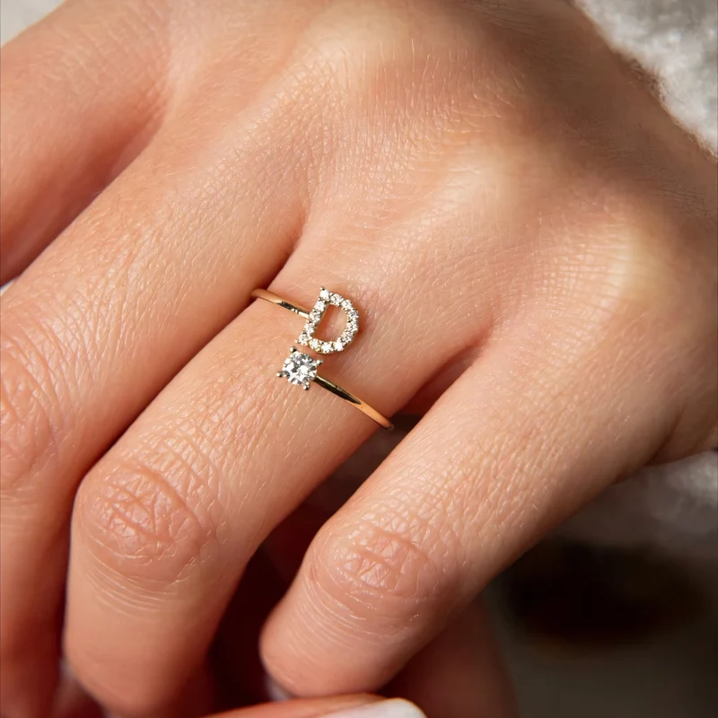 Skanto | Verstellbarer zarter Diamant-Initialenring