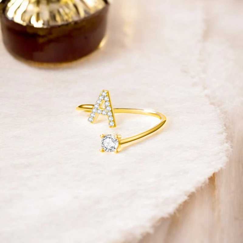Skanto | Verstellbarer zarter Diamant-Initialenring
