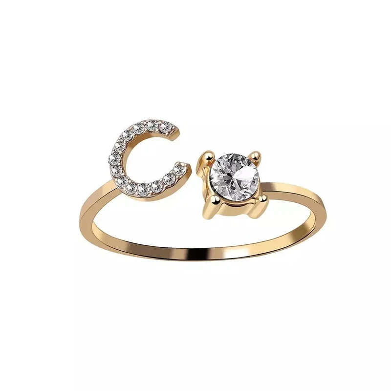 Skanto | Verstellbarer zarter Diamant-Initialenring