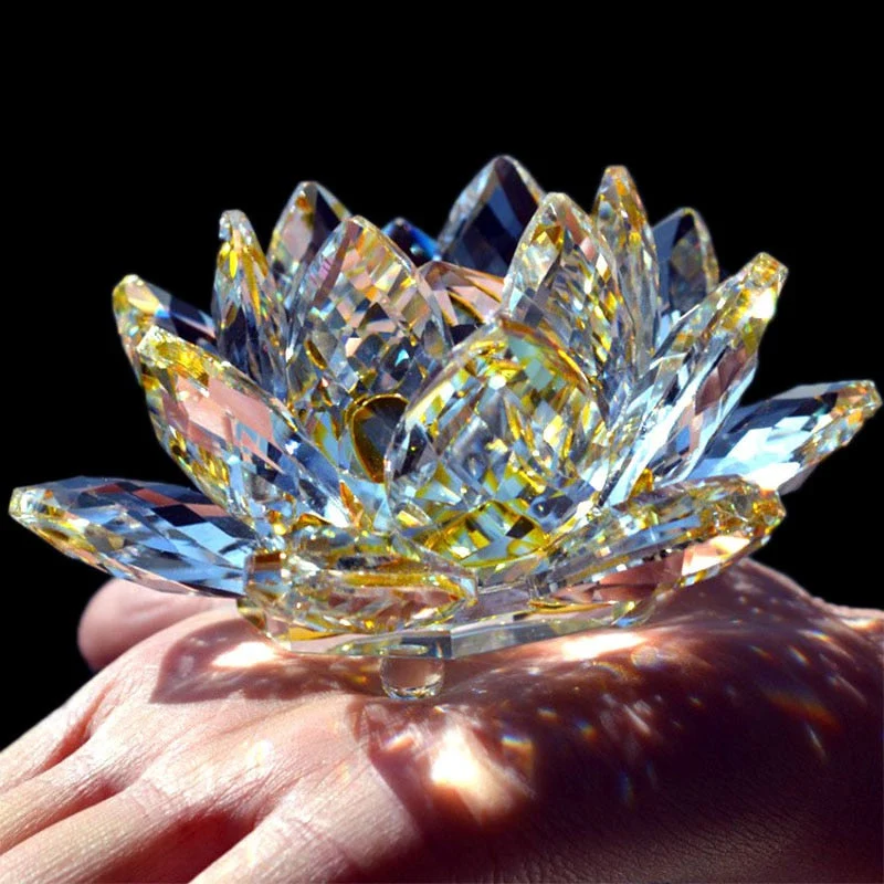 Skanto | 80mm Quarzkristall Lotusblume Handwerk Glas Feng Shui Ornamente Heilkristalle Home Party Wicca Dekoration Yoga Geschenke Souvenir