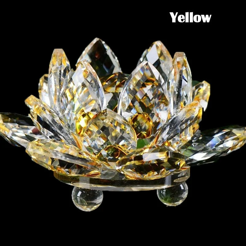 Skanto | 80mm Quarzkristall Lotusblume Handwerk Glas Feng Shui Ornamente Heilkristalle Home Party Wicca Dekoration Yoga Geschenke Souvenir