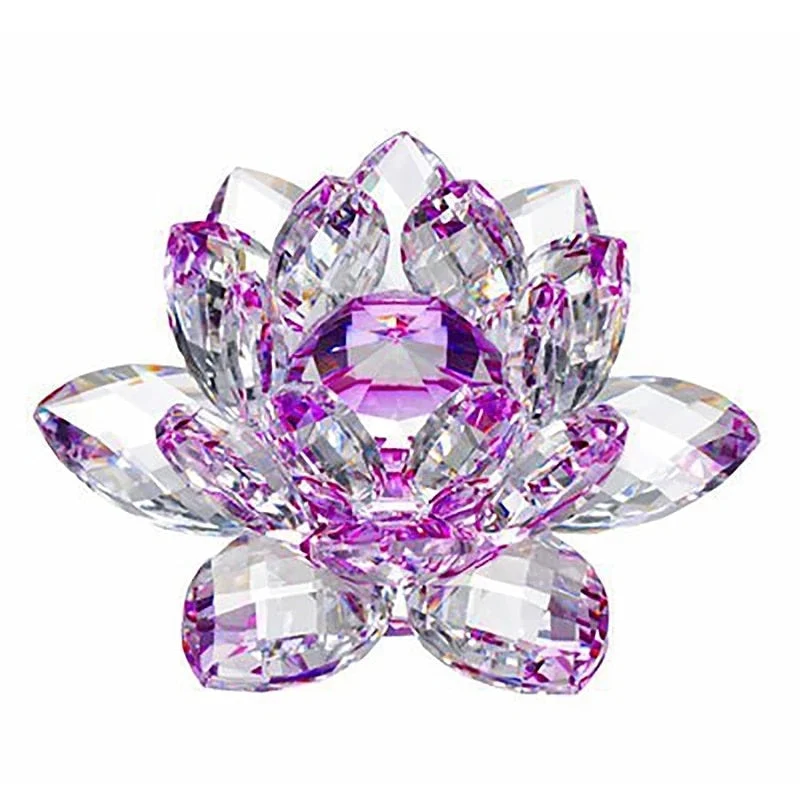Skanto | 80mm Quarzkristall Lotusblume Handwerk Glas Feng Shui Ornamente Heilkristalle Home Party Wicca Dekoration Yoga Geschenke Souvenir