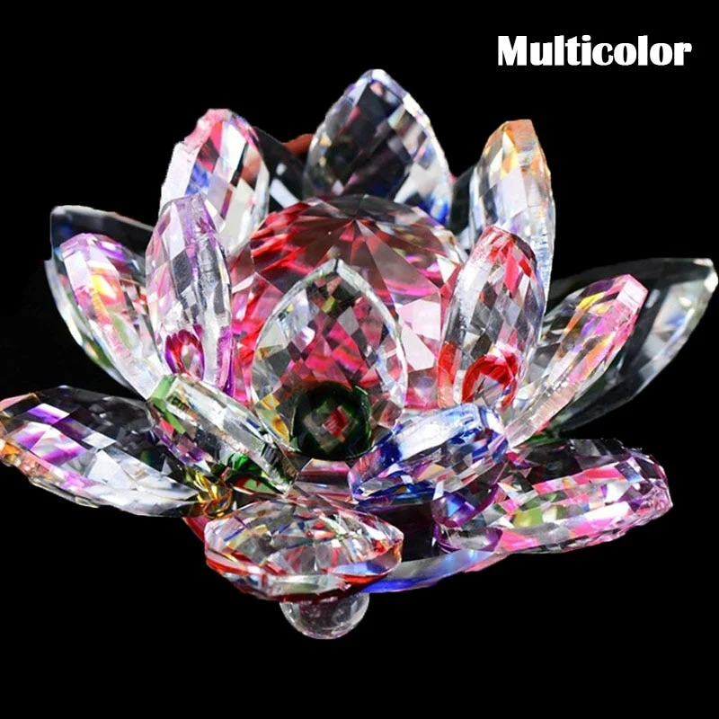 Skanto | 80mm Quarzkristall Lotusblume Handwerk Glas Feng Shui Ornamente Heilkristalle Home Party Wicca Dekoration Yoga Geschenke Souvenir