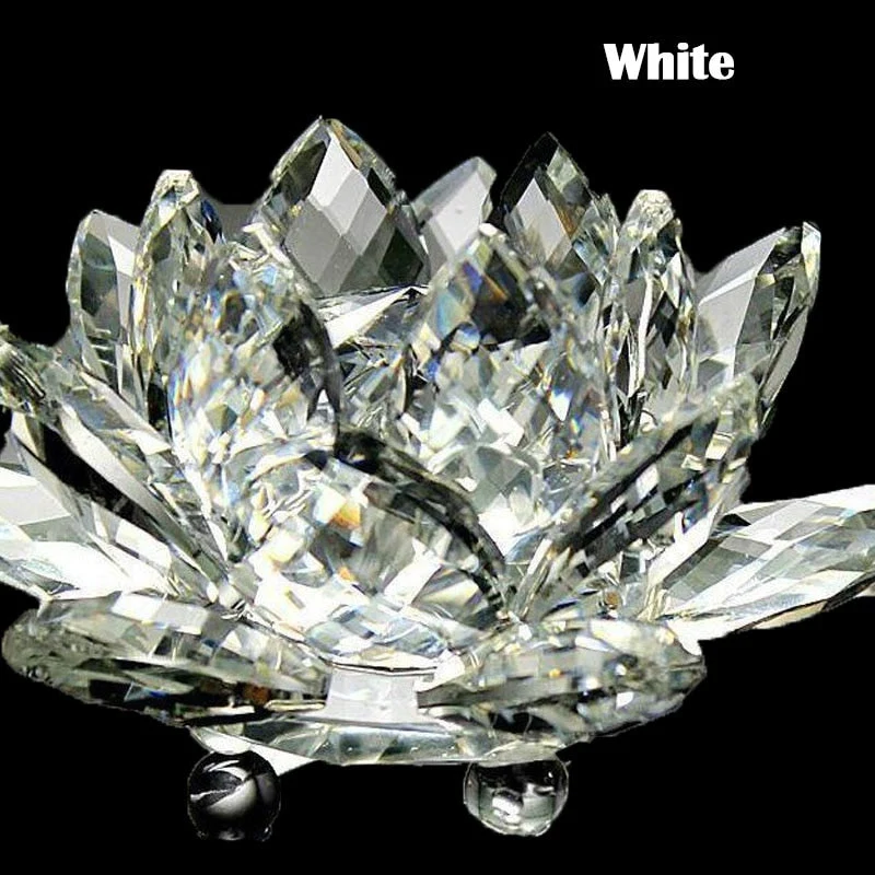 Skanto | 80mm Quarzkristall Lotusblume Handwerk Glas Feng Shui Ornamente Heilkristalle Home Party Wicca Dekoration Yoga Geschenke Souvenir
