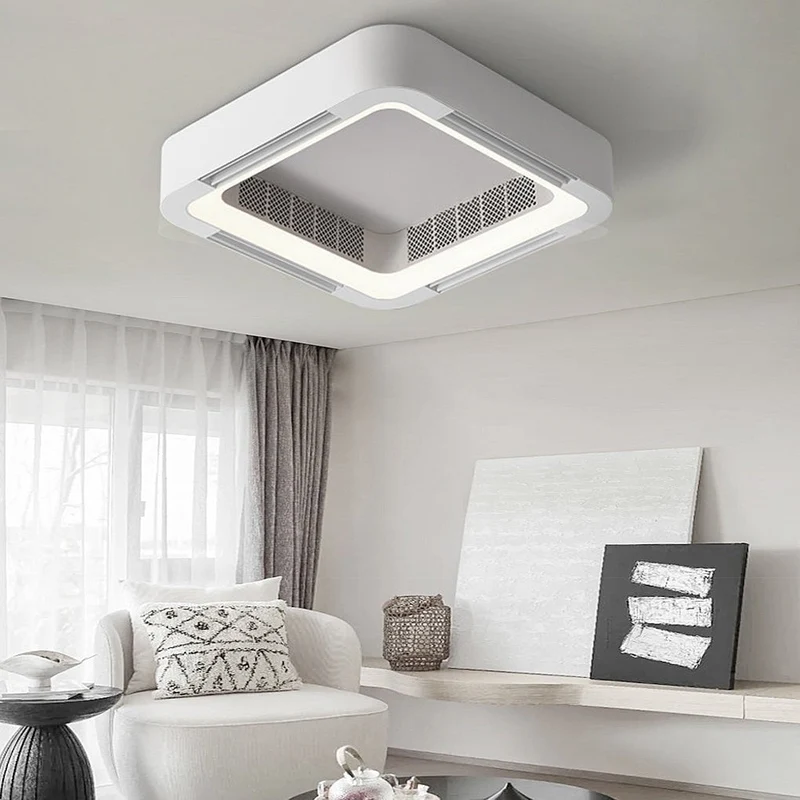 Skanto | Moderner blattloser Deckenventilator mit LED-Beleuchtung und Kronleuchter