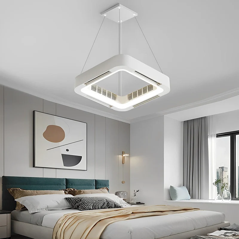 Skanto | Moderner blattloser Deckenventilator mit LED-Beleuchtung und Kronleuchter