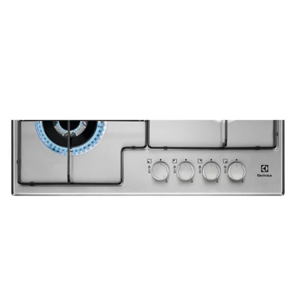 Piano Cottura a Gas Electrolux EGS6434X 4 Fuochi in Acciaio Smaltato (LXP) 74X51 cm con Bruciatore Wok multicorona