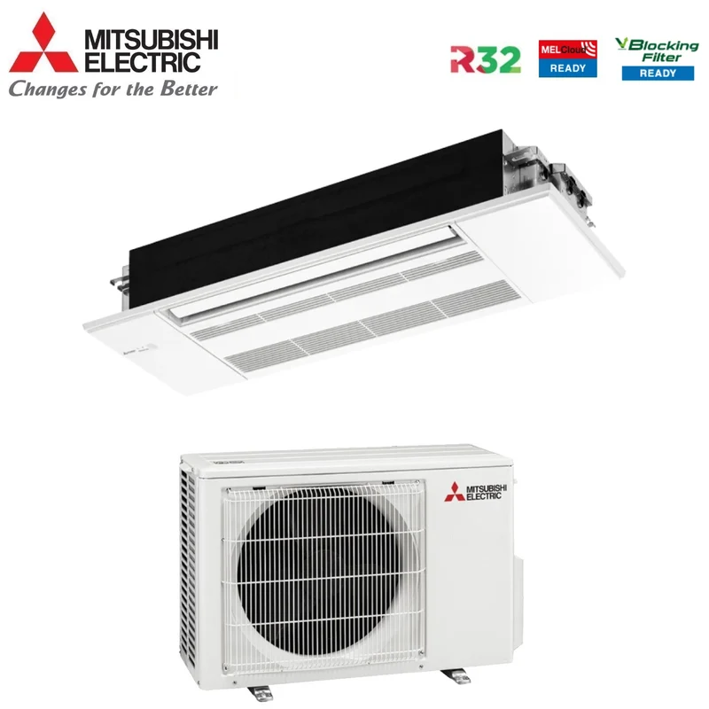 Climatiseur cassette Inverter Mitsubishi Electric 1 voie 9000 BTU MLZ-KP25VG R-32 avec Wi-Fi en option, grille et télécommande incluses de série