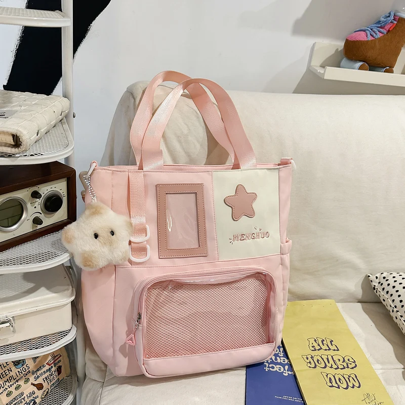 Strukturierter Casual-Rucksack mit transparentem Fach Karnz