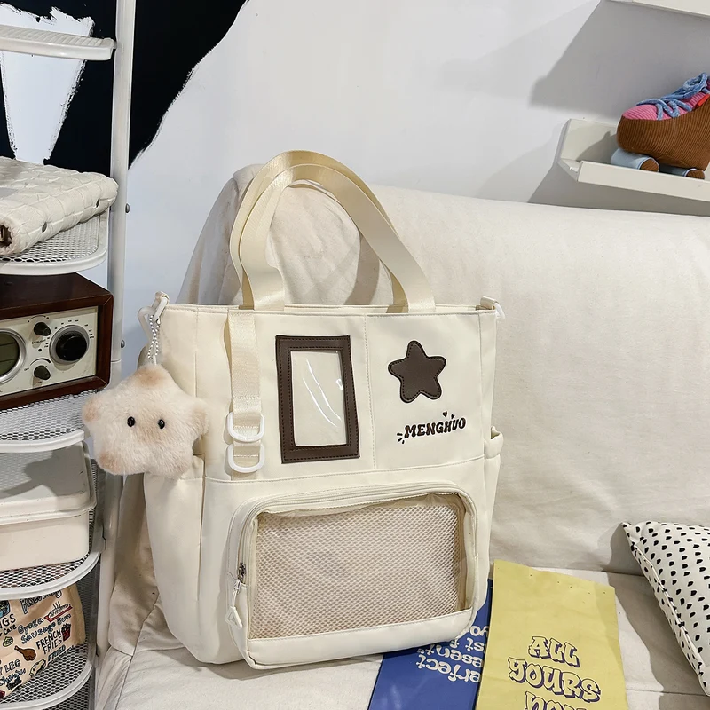 Strukturierter Casual-Rucksack mit transparentem Fach Karnz