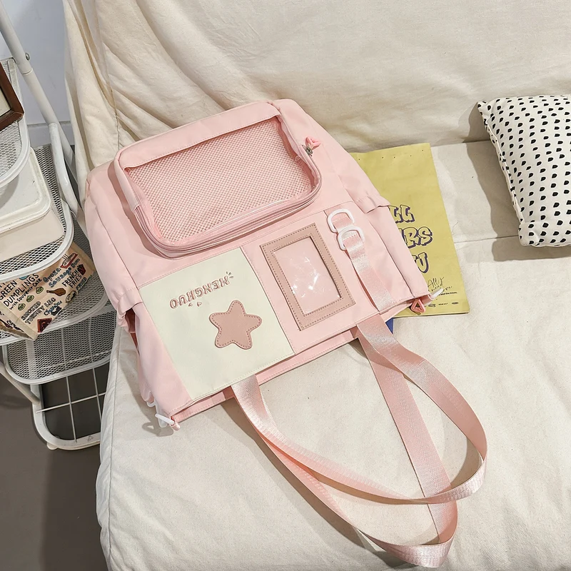 Strukturierter Casual-Rucksack mit transparentem Fach Karnz