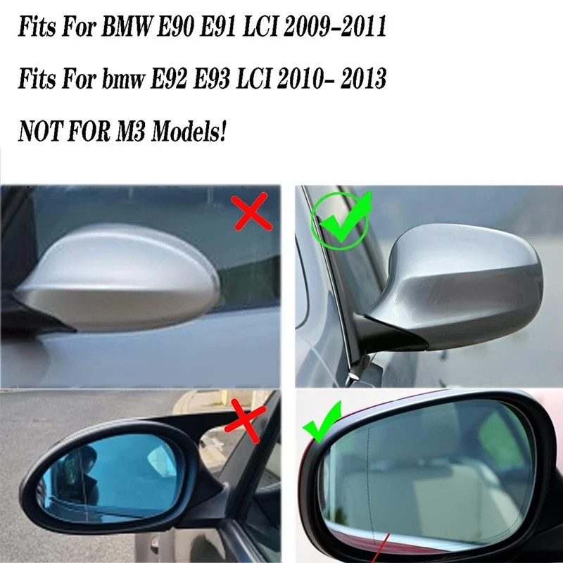 2x Spiegelkappen Gehäuse E90 E91 E92 E93 LCI 2009-2013 Glanz Schwarz