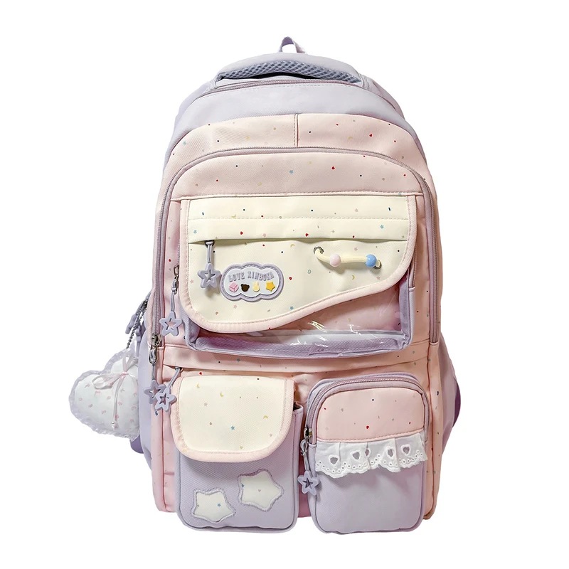 Multi-Pocket-Casual-Rucksack mit transparentem Fenster Karnz