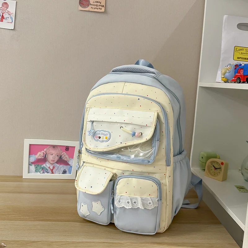 Multi-Pocket-Casual-Rucksack mit transparentem Fenster Karnz