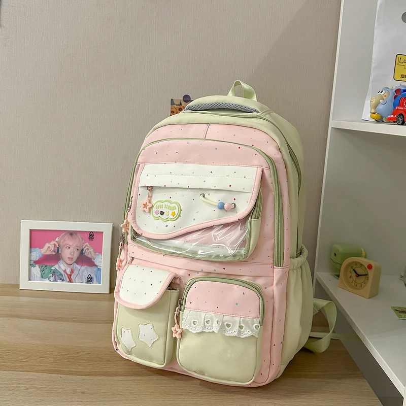 Multi-Pocket-Casual-Rucksack mit transparentem Fenster Karnz