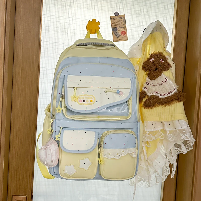 Multi-Pocket-Casual-Rucksack mit transparentem Fenster Karnz