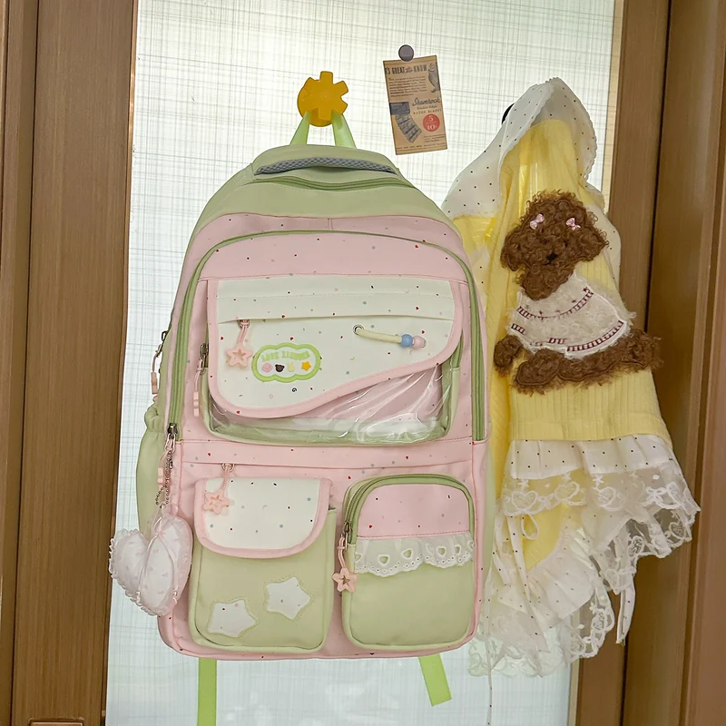 Multi-Pocket-Casual-Rucksack mit transparentem Fenster Karnz