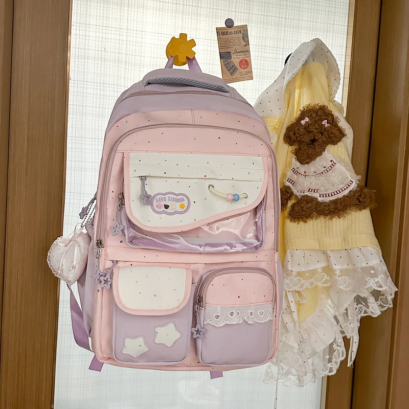 Multi-Pocket-Casual-Rucksack mit transparentem Fenster Karnz