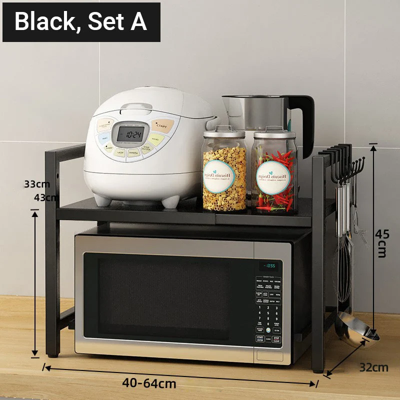 🧰 50% RABATT! 🍳 Erweiterbares Mikrowellenregal – Verstellbar, 75 kg Tragkraft & mit Haken – Ideal für Küche, Speisekammer & Werkstatt 🏠