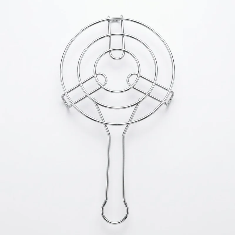 8-Inch Steel Round Gas Stove Wire Stand with Extended Long Handle