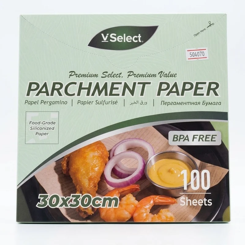 30x30cm Food-Grade Parchment Paper Sheets (100 Pack Non-Stick Siliconized)